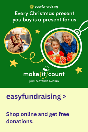 easyfundraising graphic with green background and christmas baubles with photographs